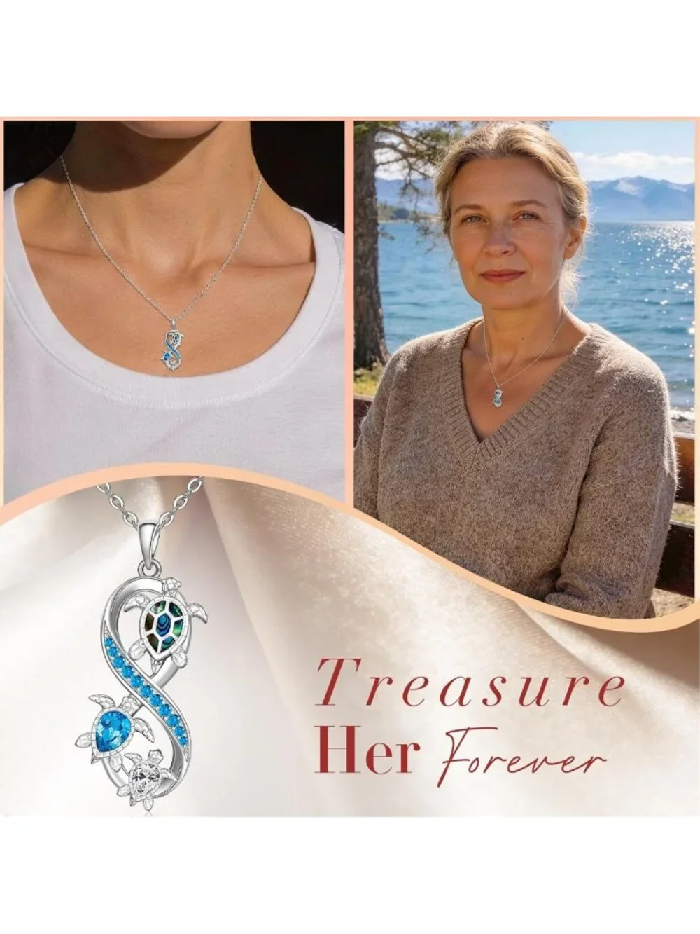 Sterling Silver Sea Turtle Pendant Necklace for Women | Blue Opal Ocean Jewelry